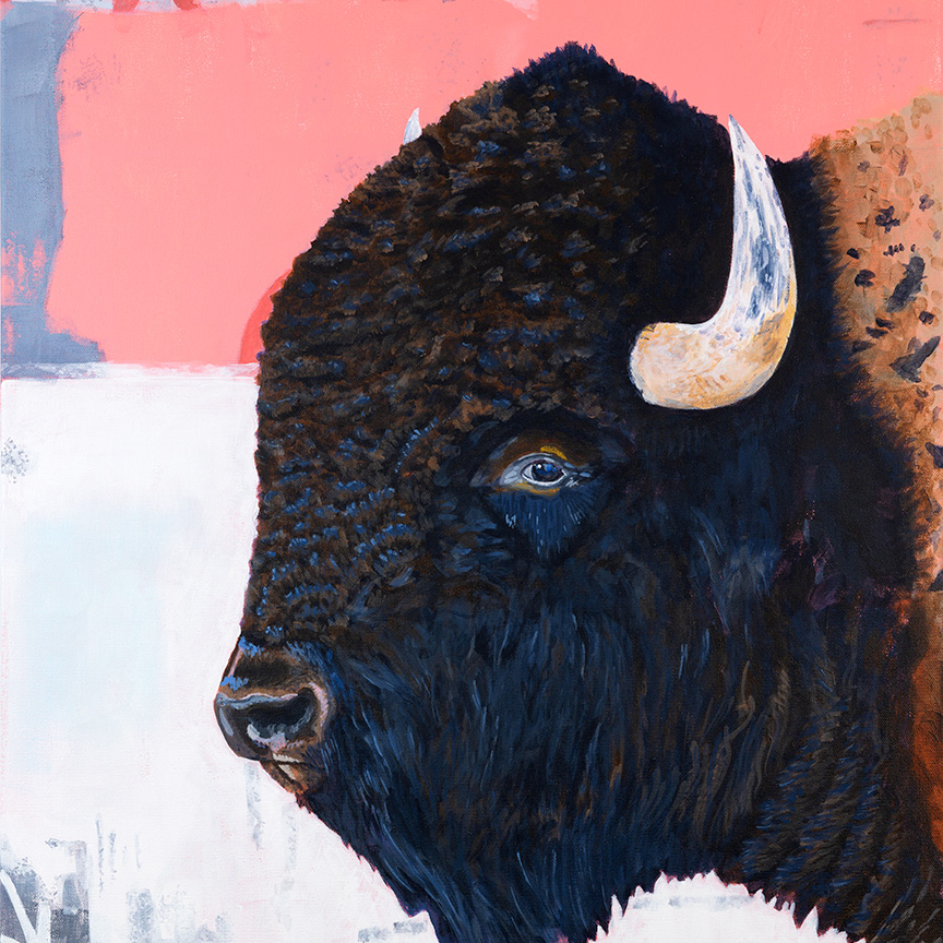 Home the coming winter bison painting square